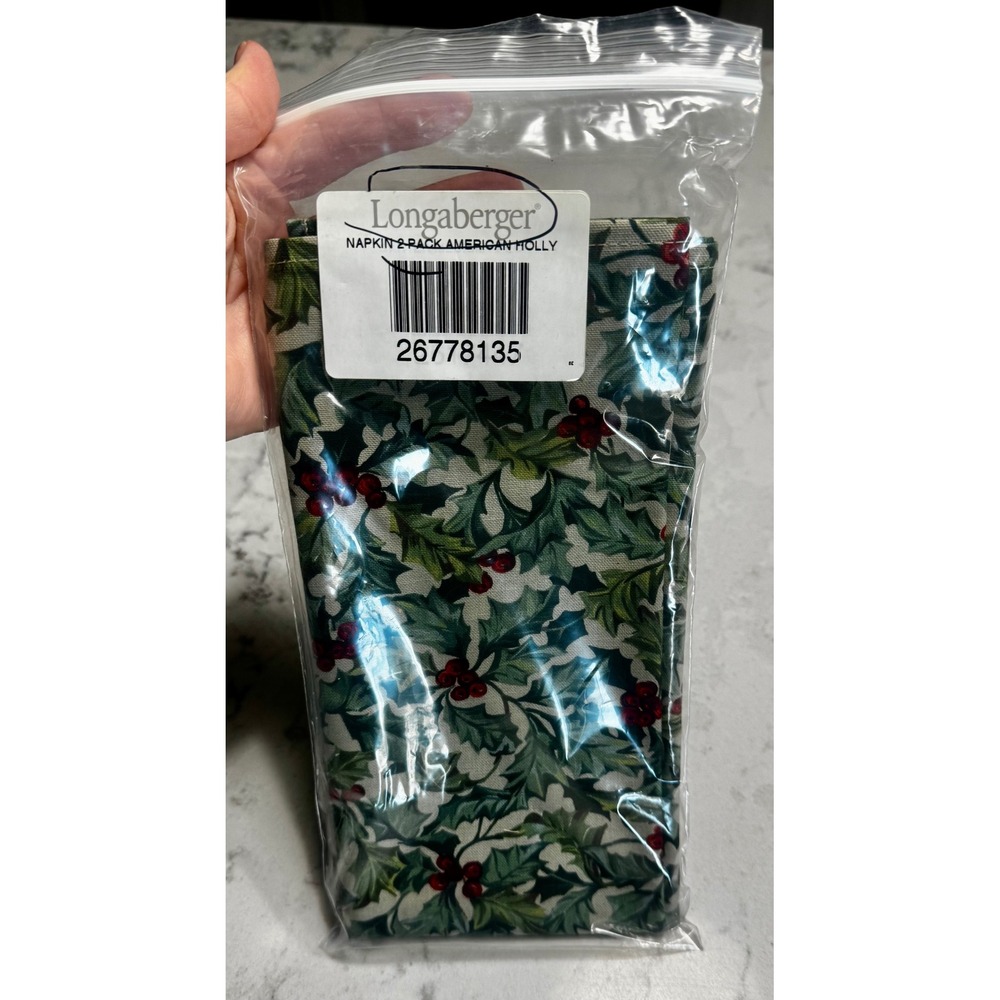 VTG Longaberger American Holly Cloth Napkins (Set of 2) – New in Package Retired